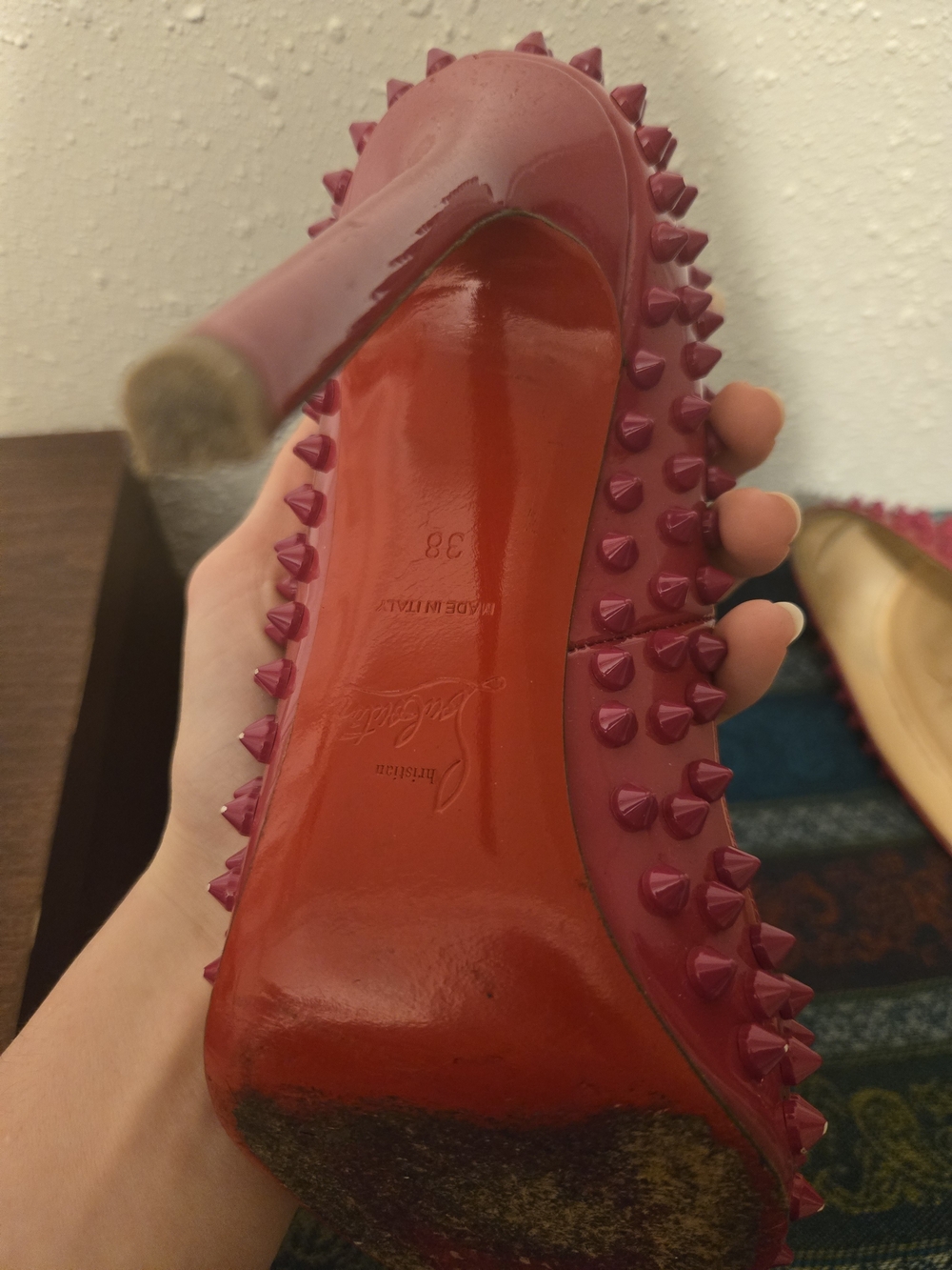 Christian Louboutin Fuchsia Pigalle Spike Pumps - Picture 5 of 9